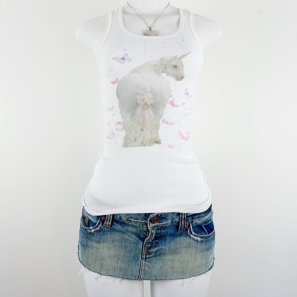 y2k unicorn fairy ribbed tank saint pink by charlotte